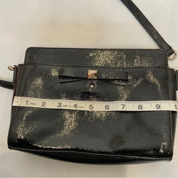 Kate Spade Hancock Park Angelina Crossbody Bag Black Shiny Leather - Picture 13 of 16